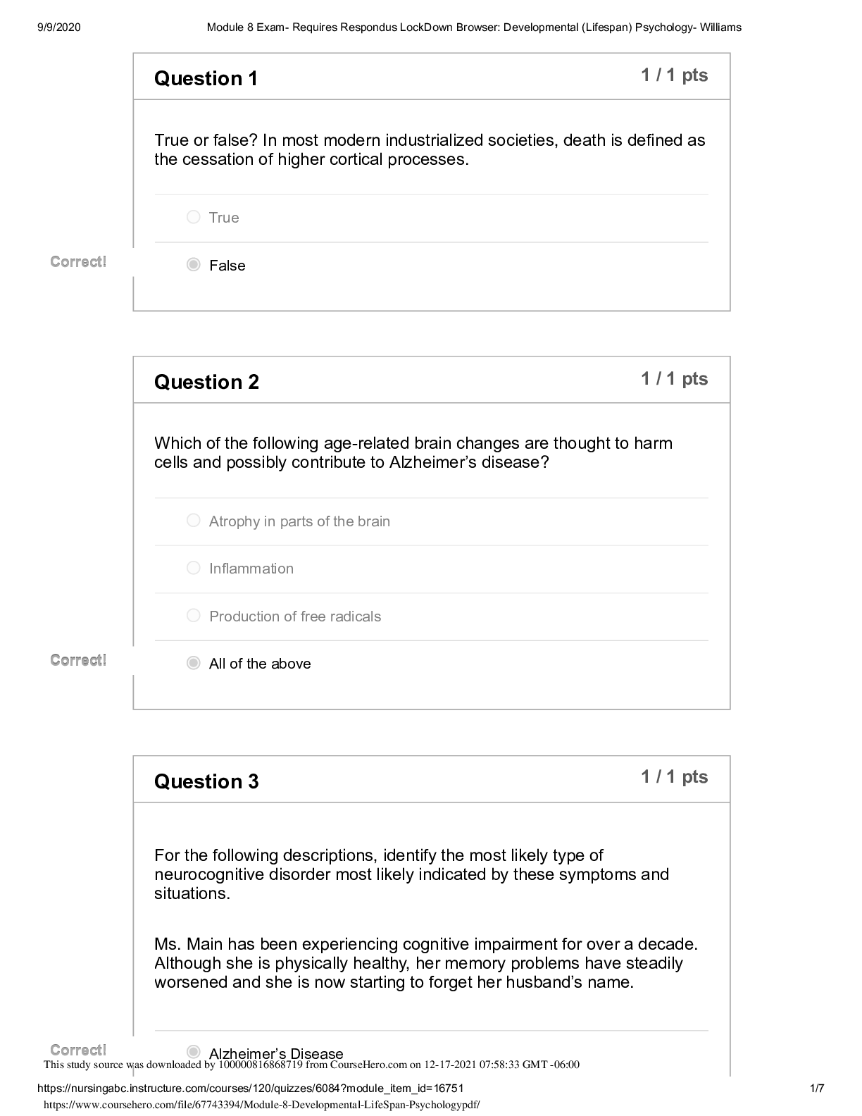 Preview image of Module 8 Developmental Life Span Psychology document